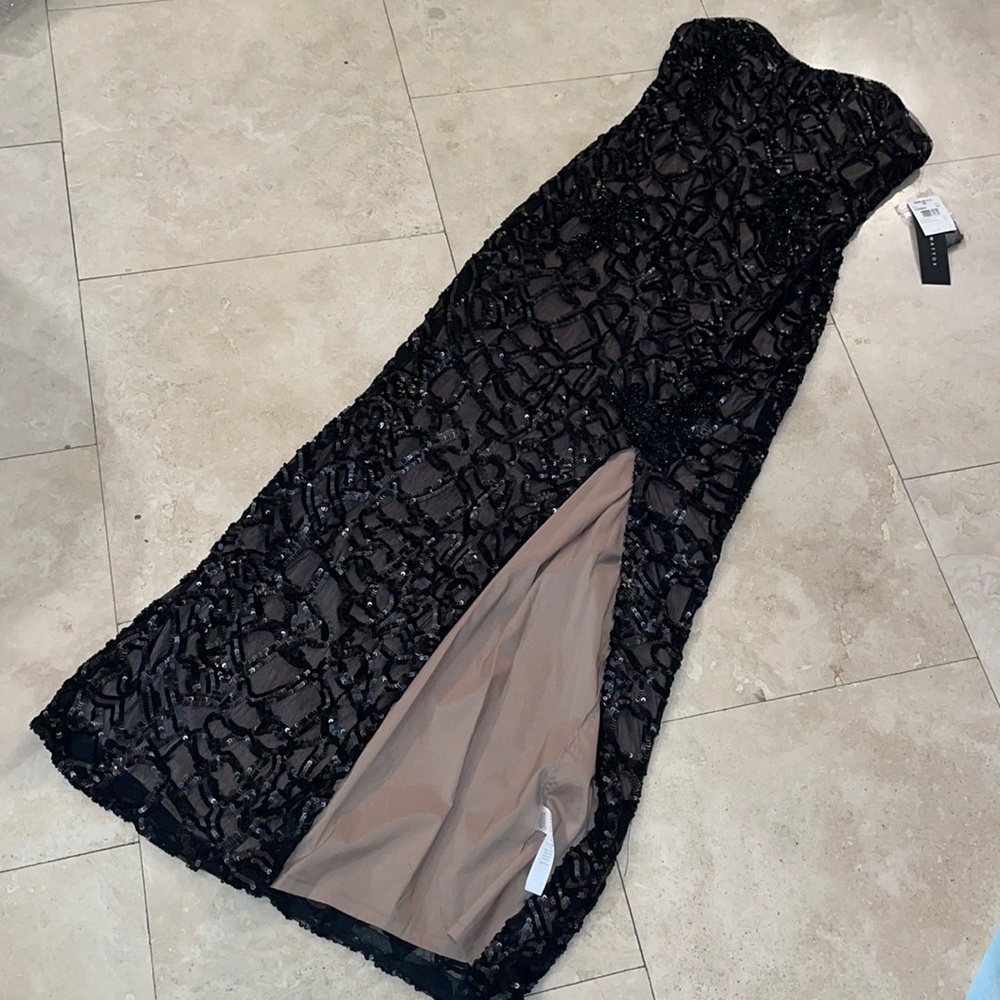 Aidan Mattox Black Strapless Dress